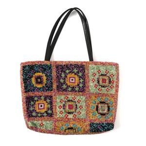 Vintage Christiana Beaded Tote Multicolor Boho India Y2K Statement Handbag
